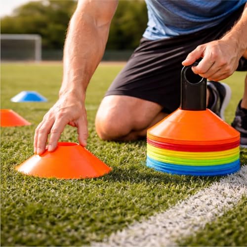 TK Gruppe Timo Klingler Conjunto de coordinación de Agilidad: líder de Entrenamiento y Conos de Marcado - Accesorios de Entrenamiento de Slalom y Accesorios de fútbol y ​​Atletismo UVM - imagen 5