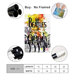 Jiaobaba The Beatles Rock Band Poster décoratif Peinture sur toile Art mural Salon Posters Peinture Chambre 40 x 60 cm - Les Beatles, Paul McCartney, John Lennon, RIngo Starr, George Harrison Jiaobaba The Beatles Rock Band Poster décoratif Peinture sur toile Art mural Salon Posters Peinture Chambre 40 x 60 cm – Image 2