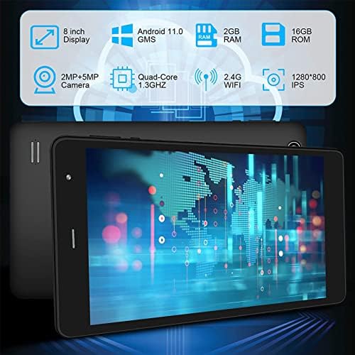 TPSPAD Tablet 8 Inch Android 11.0, 1280x800 HD Display, Octa-Core Processor, RAM 2GB ROM 16GB, 2.4G WIFI, 2+5MP Camera