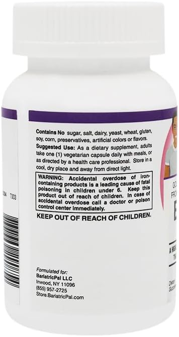 Vista 4 de Cápsulas fáciles de planchar de 25 mg de BariatricPal - Altamente absorbibles y fáciles de usar en tu estómago (botella de 180 unidades)