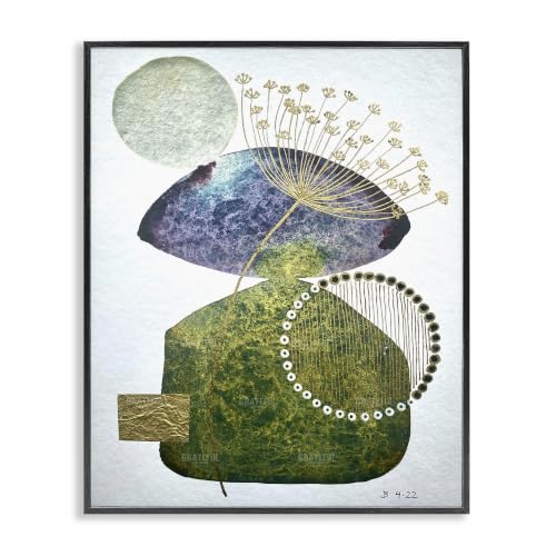 Mossy Botanical Nature Geometry, 24 x 30 Inch Framed Giclée Print