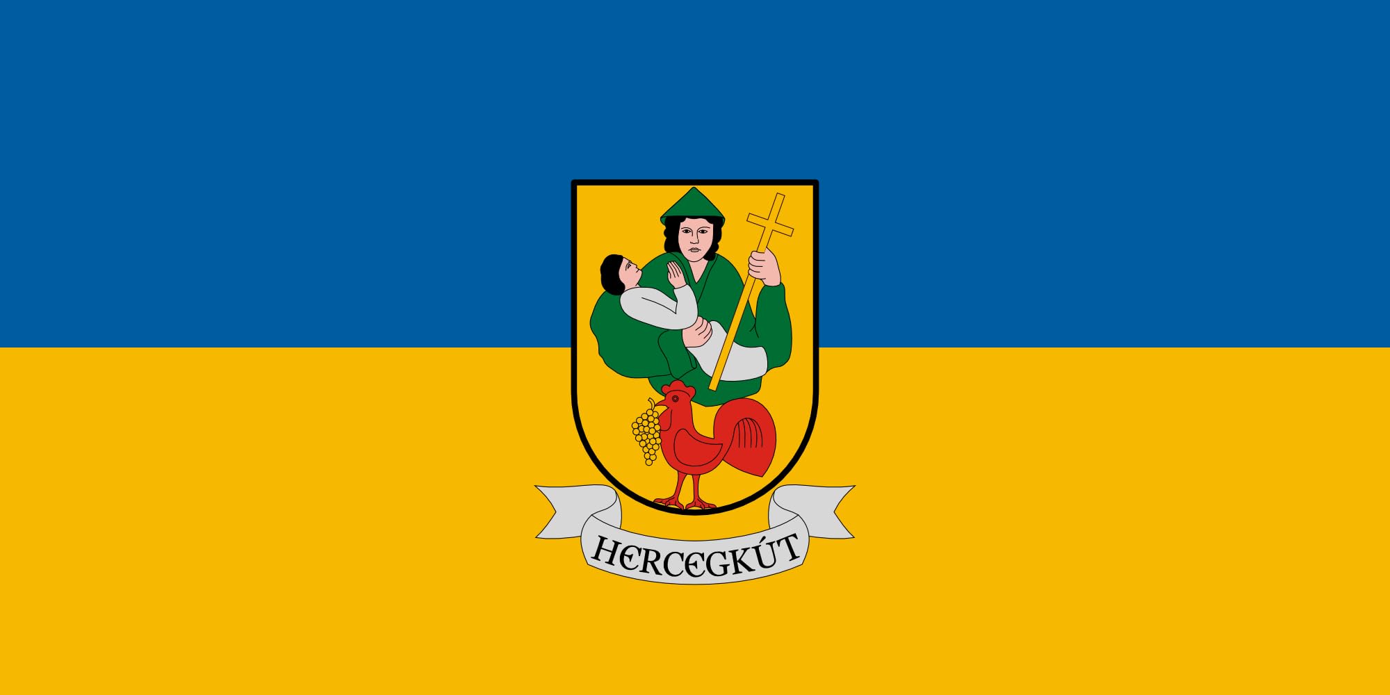 Drapeau Large Hercegkút officiel imprimé pour mât extérieur