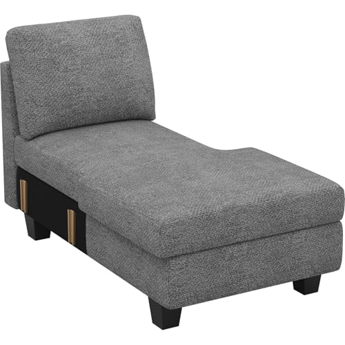 Belffin Sectional Storage Chaise Module for Modular Sectionals. Right-Facing Chaise. Light Grey. Light Grey Right Chaise Module