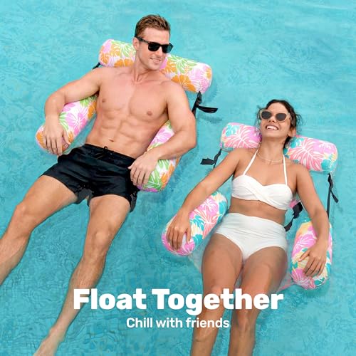 Image of SLOOSH Inflatable Pool Floats Adult,2 Packs Floating Lounge Chairs,Blow up Pool Noodles for Adult Heavy Duty,Floating Chair for Party Summer Water Beach Lake Fun