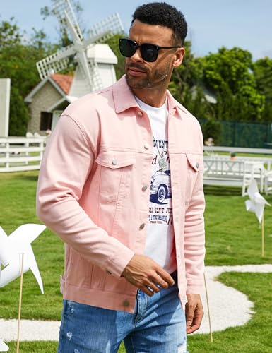 Image of Bindefon Denim Jackets for Men Trucker Jean Jacket Unlined Coats Spring Fall Outfits