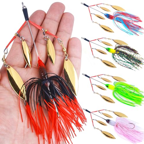 Leurres spinnerbait à lames vibrantes effet parapluie pour la truite et le bar