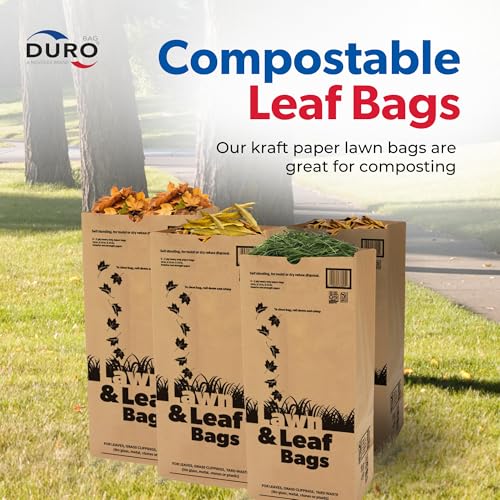 Duro 50# Large 30 Gallon Lawn and Leaf Bags, 2-Ply Brown Paper Yard Waste Bags for Home and Garden Refuse - Pack of 5 - Thumbnail 4