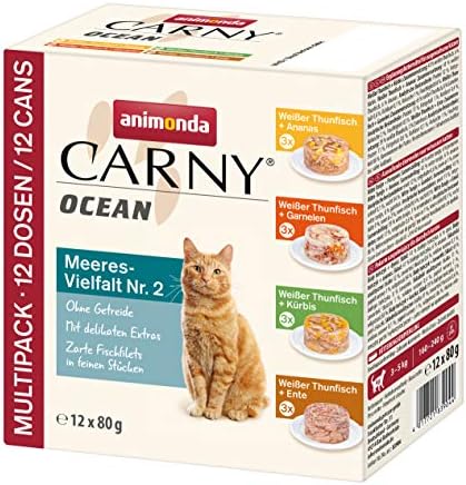 animonda Carny Ocean Wet Cat Food Sea Variety No. 2 (12 x 80 g), Wet Cat Food for Adult Cats, with Delicate Fish Fillet, No Grains without Sugar