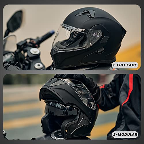 Ilm JK-906-MB-L Motorcycle Modular Full Face Helmet Flip Up Dual Visor Motorbike Moped Street Bike Racing thumb #6