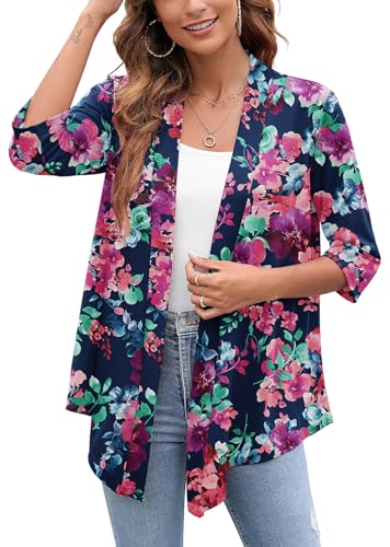 Image of Heymoments Women's Lightweight Open Front Cardigans 3 /4 Sleeve Casual Soft Drape Fall Cardigan S-2XL