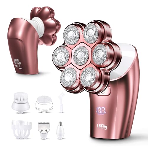 Image of Electric Razors for Women Legs: 5-in-1 Rechargeable Body Shaver, 7D Wet & Dry Body Trimmer, IPX7 Waterproof Lady Hair Remover for Face Underarms Pubic, Light Pink