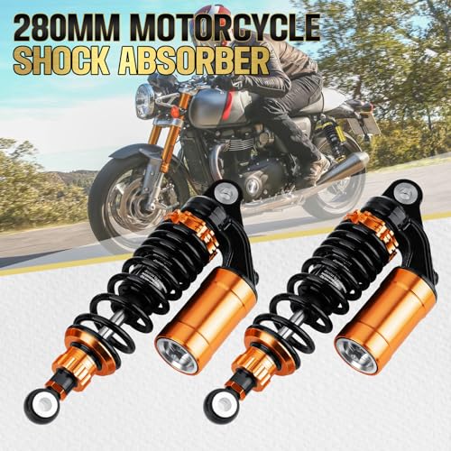 Image of SEINECA Universal 280mm 11 Inch Motorcycle Rear Shock Absorbers Suspension 2PCS Compatible with Honda Yamaha Suzuki Kawasaki ATV Go Kart Quad Dirt Bikes(Black & Dark Orange Gold)