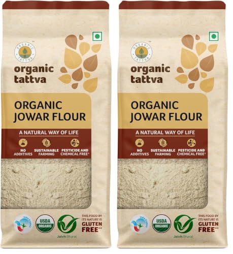 Image of Organic Tattva Jowar Atta - All Natural and Fresh Sorghum Flour (500g, Pouch) | Pure & Organic Jowar Flour for Healthy Cooking (Pack of 2)