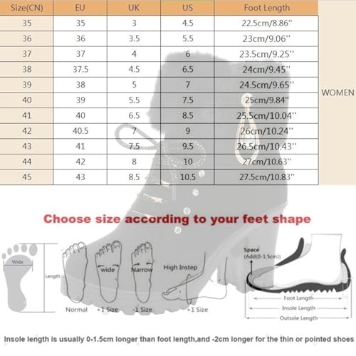 Women Winter Chunky Heel Ankle Boots, Casual Rhinestones Decor Shoes Warm Lined Lace Up Ankle Booties3