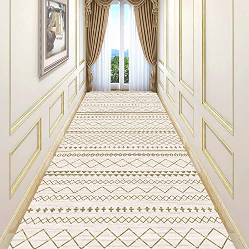 Alfombra clásica beige para pasillo lavable de 70 x 600 cm 3