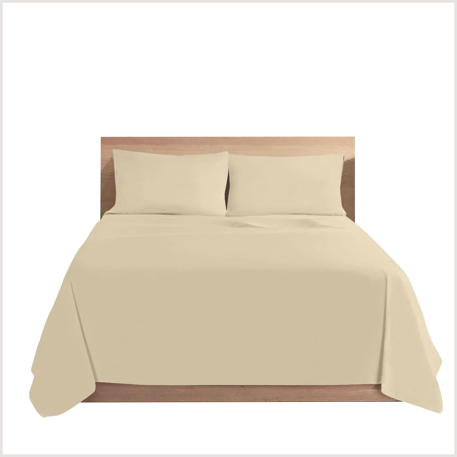"GC GAVENO CAVAILIA Hotel Quality Deluxe Flat Sheets Double, Soft Polycotton Shrinkage And Fade Resistant, Plain Dyed Breathable & Anti Wrinkle Top Bed Sheets, Cream"