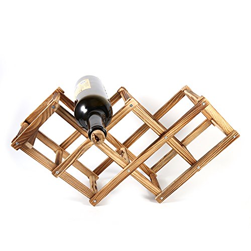Wnvivi Wooden Wine Rack,Foldable Wine Bottles Holder Stand for 6 Bottles,Countertop Wine Bottle Display Rack for Home Bar Restaurant(45cm)