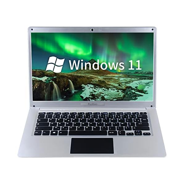 BYYBUO Laptop, 14 Zoll FHD Display Laptop Windows 11 Home mit Intel Celeron N3350 Prozessor, AZERTY Tastatur Frankreich, 4+64GB RAM, 128GB SSD, Tragbarer Laptop für Reisen…