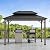 Sunjoy Wooden Grill Gazebo, 8 x 12 ft. Steel Hardtop Outdoor Gazebo for Year-Round Grilling, 2 Full Size Grills, Griddles or Smokers - Cook Station, Barbeque, Built-in Electrical Outlets, Brown