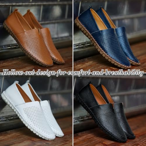 Mens Handmade Genuine Leather Loafers, Mens Loafers Casual Slip On Breathable Lightweight Soft Driving Moccasins Shoes4