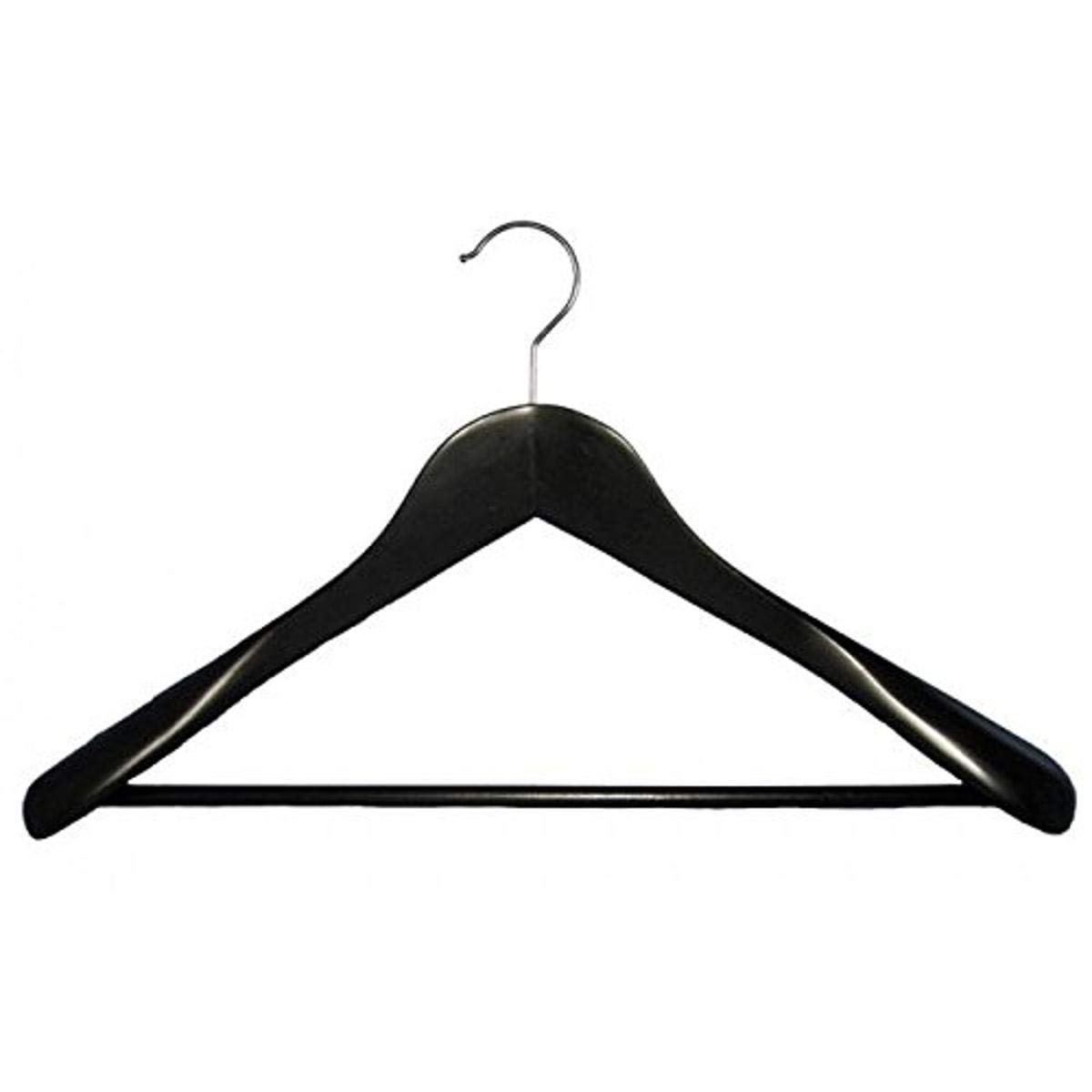 NAHANCOWooden Suit Clothes Hanger with Stationary Bar, Executive Flare - Black Finish (Pack of 6)
