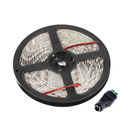 Velain 12V LED Strip Light Warm White,16.4ft Waterproof Flexible Rope Light, 300LEDs SMD5050 Tape Ribbon Light for Home,Party,Under Cabinet, Bedroom,12V Power Supply Not Included