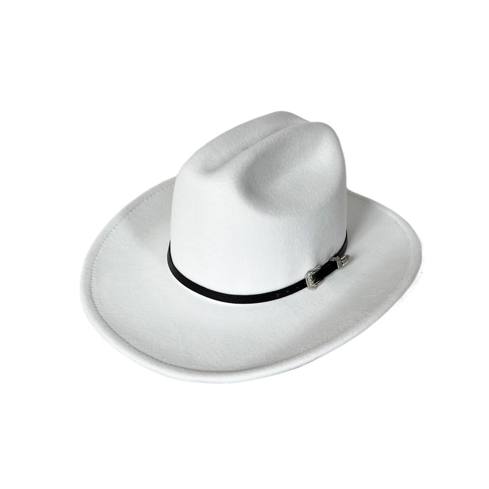 Cappello Cowboy Cappello da Cowboy Western Vintage for Uomo Gentiluomo Lady Jazz Cowgirl con Berretti in Pelle a Tesa Larga(White)