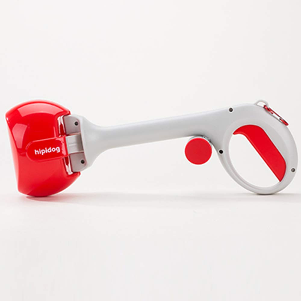 Pet Dog Cat Pooper Scooper Poop Pick Up, Hipidog Eco-Friendly Portable Pet Dog Cat Waste Pooper Scooper Poop Bag Pickup Clip Easy Cleaning Tool Pet Accessories Supplies (L, Red)