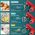 COOKLEE 6-IN-1 Stand Mixer, 8.5 Qt. Multifunctional Electric Kitchen Mixer with 9 Accessories for Most Home Cooks, SM-1507BM, Ruby Red - Image 3