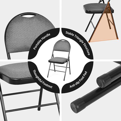 GiantexUK Folding Chairs Set of 2/4/6, Padded Seats Metal Frame Event Chairs with Backrest and Non-Slip Foot Pads, Easy Storage Conference Chairs for Home Reception Room(Beige, 4pcs, High Back) 6 GiantexUK Folding Chairs Set of 2/4/6, Padded Seats Metal Frame Event Chairs with Backrest and Non-Slip Foot Pads, Easy Storage Conference Chairs for Home Reception Room(Beige, 4pcs, High Back) - Image 6