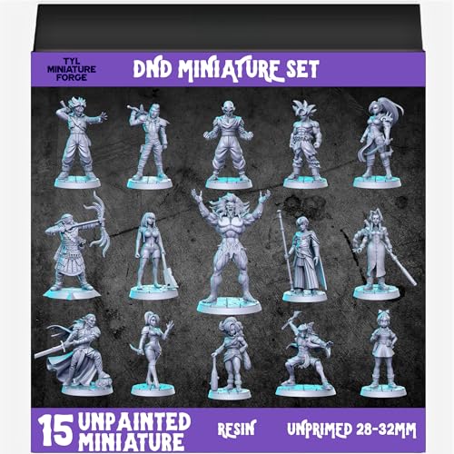 Set de 15 Miniaturas Fantasy en Resina 32mm para RPG