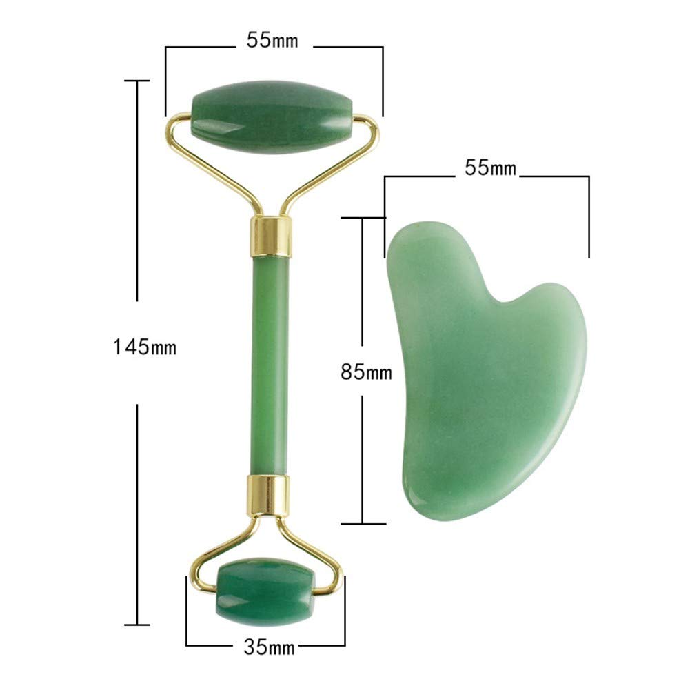 Masajeador con rodillo de jade Cara Gua Sha Set Crema for el cuidado de la piel Terapia antienvejecimiento Piedra de jade natural Herramientas antiarrugas y rejuvenecedoras de la piel for cara Ojo Cue