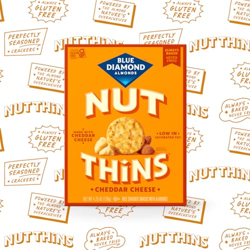Image of Blue Diamond Almonds Nut Thins Cheddar Cheese Gluten Free Cracker Crisps, 4.25 Oz Boxes (Pack of 6)