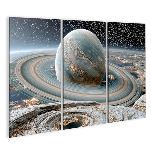 Impression sur toile planète glacée islandburner - Tableau espace salon triptyque grand format