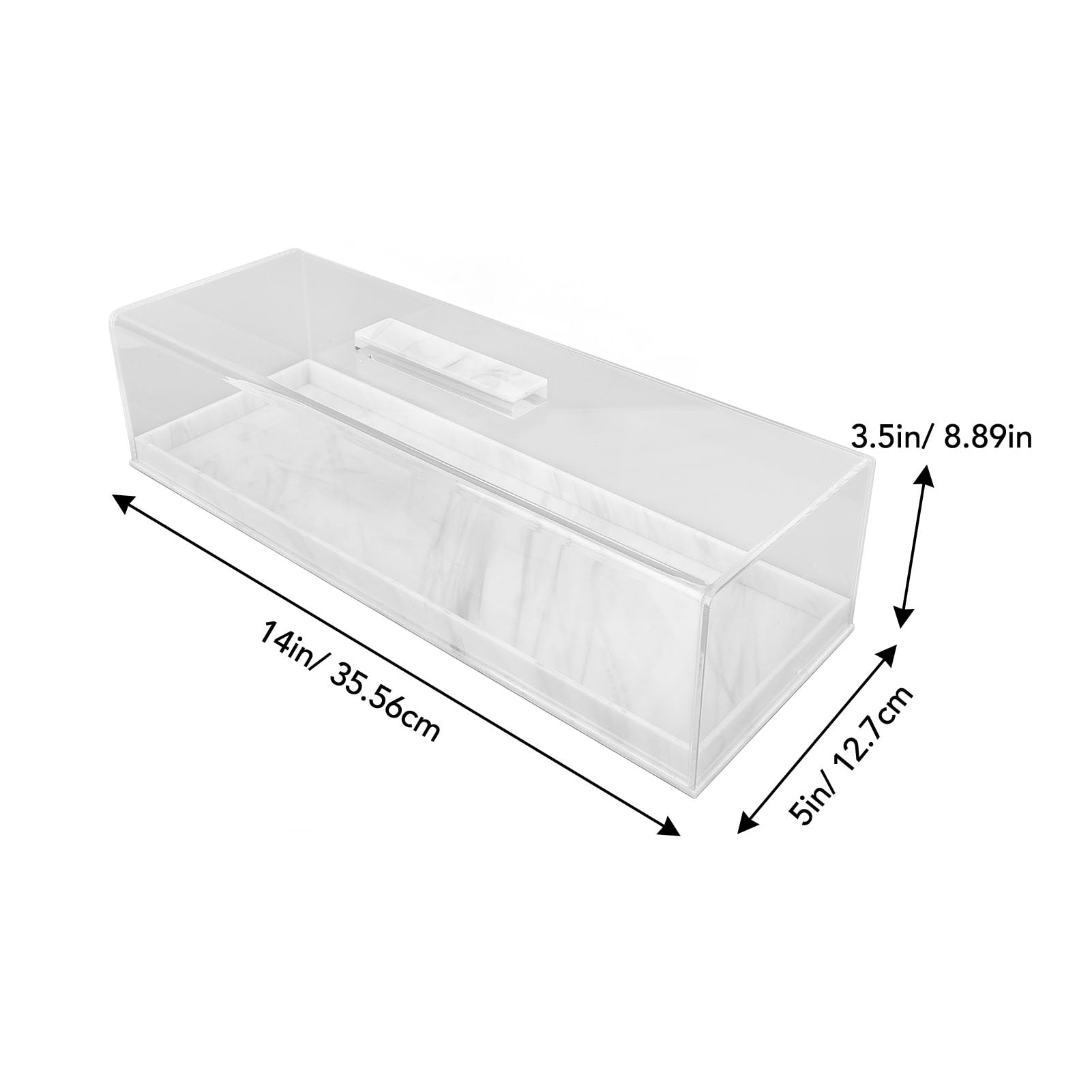 Bandeja de Pastel Rectangular, Vitrina de pastelería acrílica de mármol Bandeja de Postre Multifuncional con Tapa Transparente para Fiestas, Casas, hoteles, Tiendas de postres