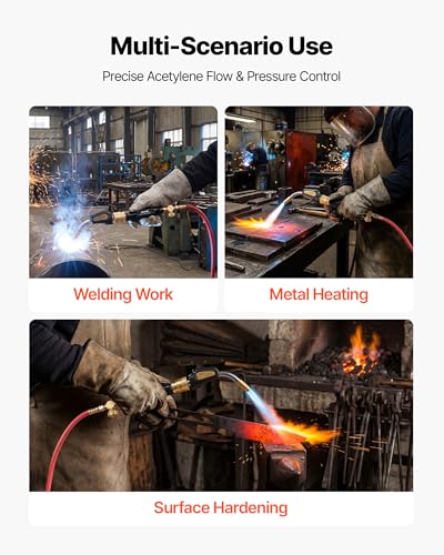 Image of VEVOR Air Acetylene Torch Kit, Acetylene Gas Welding Tool with 11.8FT Rubber Hose, PL-8A Self-Lighting Welding Tip & CGA200 Regulator, Swirl Frame Brazing Torch Kit for Home Industrial Metalworking