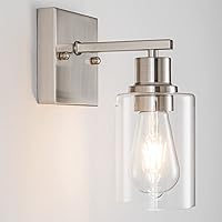 Vista 16 de EMONG Lámparas de Baño de Luz Única, Lámpara de Tocador Negra Mate con Pantalla de Vidrio, Iluminación Moderna de Apliques de Pared para Baño