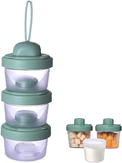 IENYPA Baby Milk Powder Stackable Formula Dispenser, Formula Container for Travel, Non-Spill Baby Snack Storage Container with Handle, Travel Portable Baby Feeding Mixer Bottle, BPA-Free, Green
