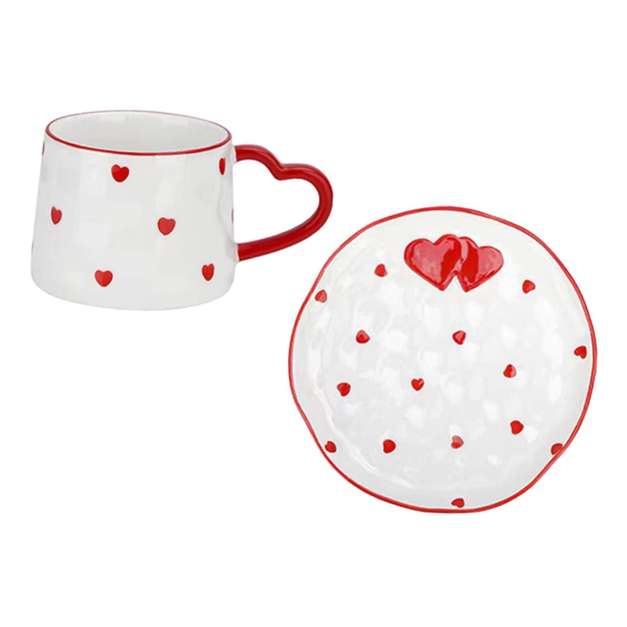 1satz Keramiktassen Mit Untertassen Liebevolle Cappuccino Und Kaffeetassen Für Valentinstag Große Kapazität Modernes Design Für Zuhause Und Cafés