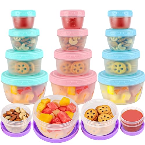 16PCS Food Storage Containers with Lids, Meal Prep Reusable Kids Lunch Containers, Dishwasher Safe & BPA Free Plastic Snack Salad Dressing Containers to go With Leak-Proof Screw-On Top for Lunch