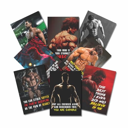 Image of MELDORA STUDIOS Inspirational Gym Posters for Room & Home Decor, Motivational Quotes Wall Art, Fitness, Body Building Posters for Office, Study, Boys Room (set of 8, 12x18 inch)