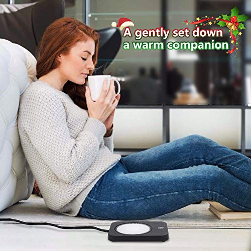 Mug Warmer, Coffee Warmer for desk, Cup warmer with automatic shut off for Office Home Use, Electric Cup Beverage Plate for Candle, Water, Cocoa, Milk (Black)