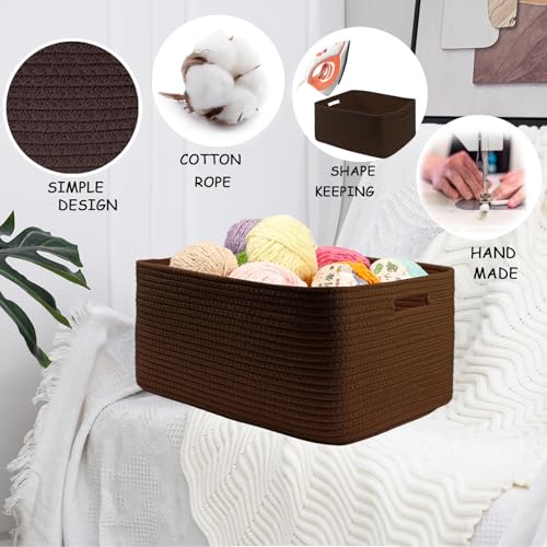 Image of COMFY-HOMI 3 pcs Large Storage Baskets for Shelves, Laundry Basket, Woven Rope Basket, Closet Organizer Bins for Clothes Blanket Towels, Baby Nursery, Gift Toy Baskets, 17 inch x 13 inch x 7.5 inch-