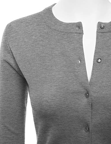 Image of LALABEE Women's Crew Neck Gem Button Long Sleeve Soft Knit Cardigan Sweater
