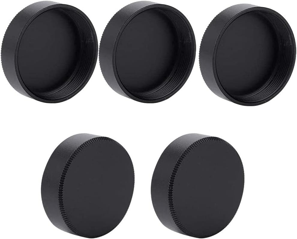 5pcs Alloy Rear Lens for C Mount Lenses, Rear Lens Cover 27mm(Black)