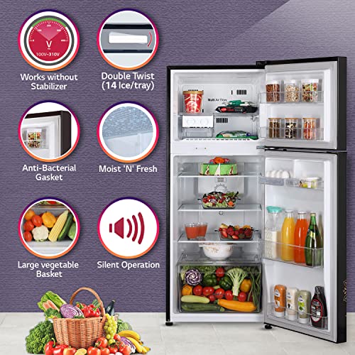 Image of LG 260 L 2 Star Frost-Free Smart Inverter Double Door Refrigerator Appliance (GL-N292RERY, Ebony Regal, Multi Air Flow, 2022 Model)