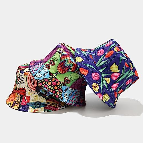 Image of Quanhaigou Bucket Hat for Men Women,Packable Reversible Printed Sun Hats,Fisherman Outdoor Summer Travel Hiking Beach Caps