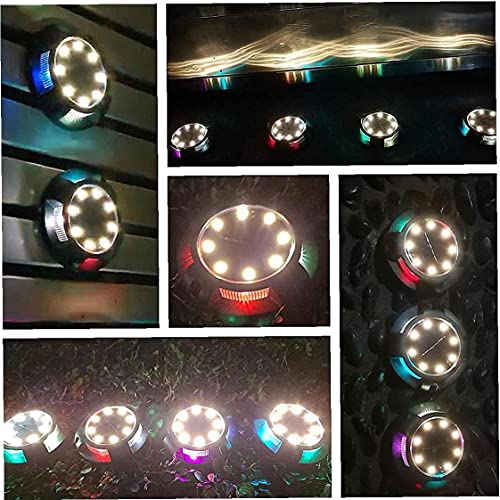 Zonne-grondverlichting Tuin Pathway Disk LED Waterdichte Decking Lamp Warm RGB Licht 4 Stks/Zonneverlichting Outdoor… - Afbeelding 6