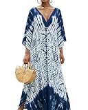 Women Moomoo Dress Long Kaftan Cover Up Moo Moos Nightgown Muumuu Plus Size Caftan Mumus Hawaiian Clothes Flowy Sexy Beach Outfit Maxi Summer Vacation Resort Wear Casual Maternity 4x 5x Blue