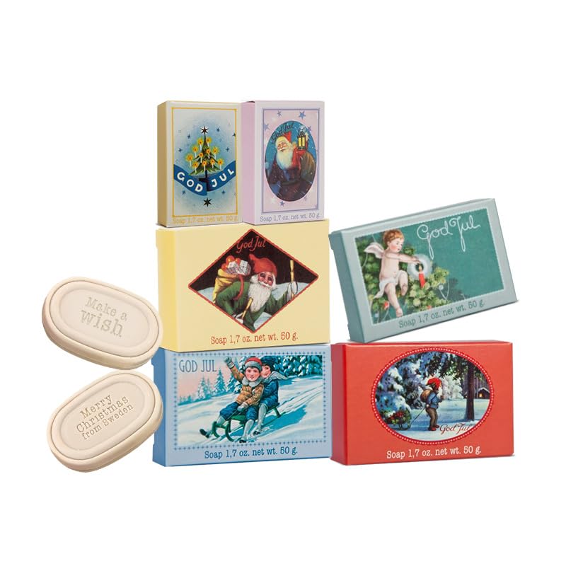 VICTORIA Christmas Theme Body Soap Vintage-Style Fragrance Soap Bars with Classic Illustrations Festive Holiday gift 50g x 6